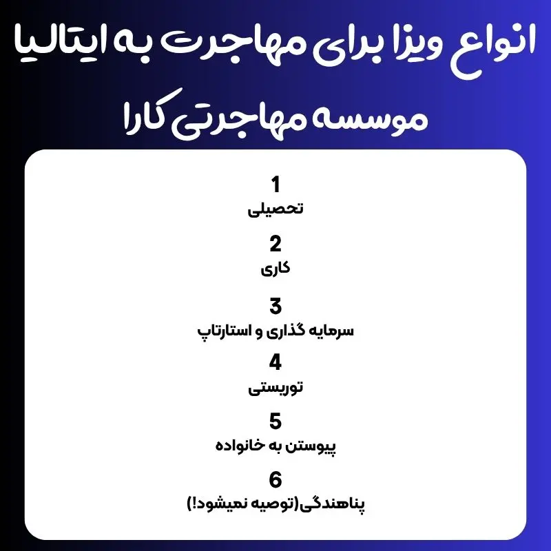 انواع ویزا برای مهاجرت به ایتالیا-موسسه مهاجرتی کارا