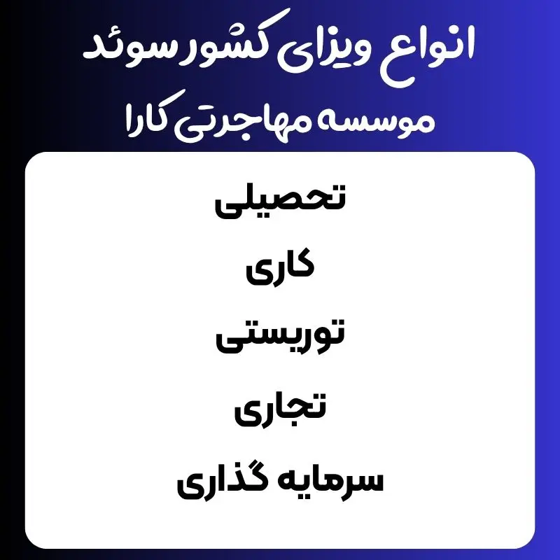 انواع ویزای کشور سوئد-موسسه کارا